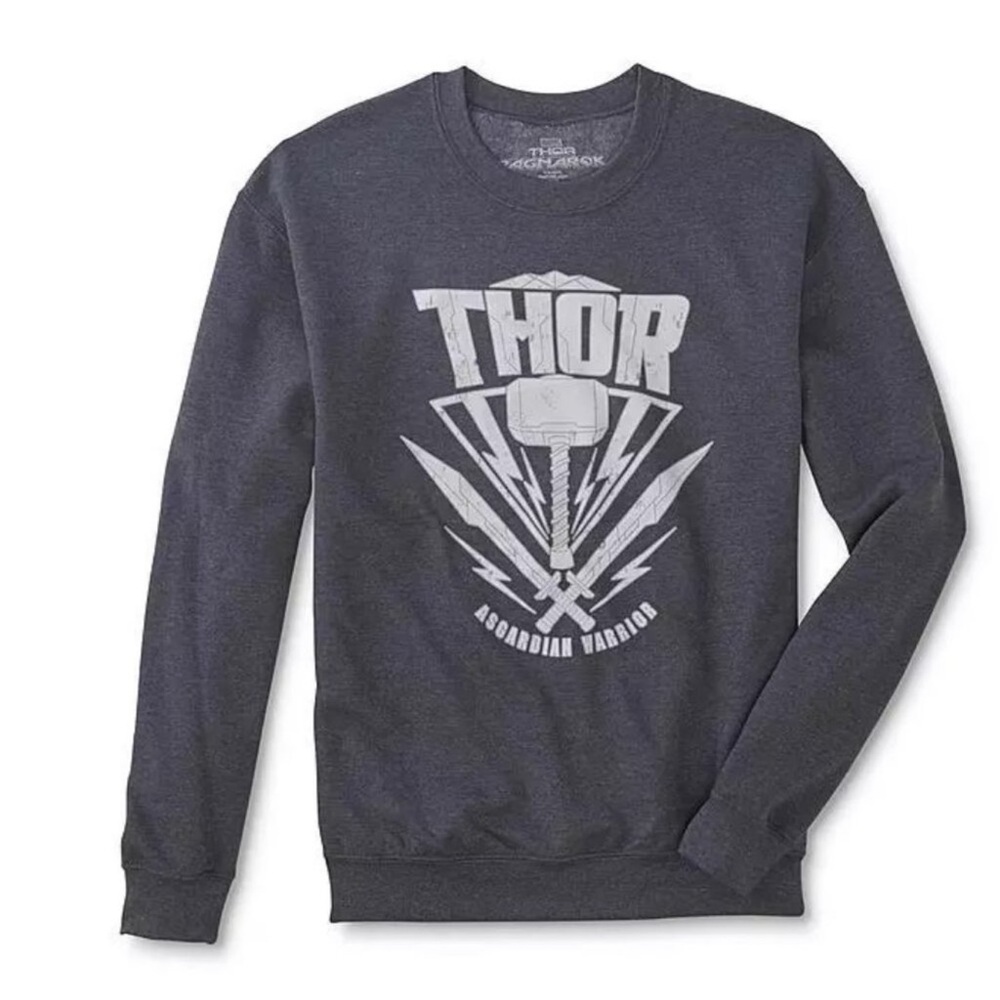 Thor Asgardian Warrior Marvel Graphic Men's Crewneck Sweatshirt Gray